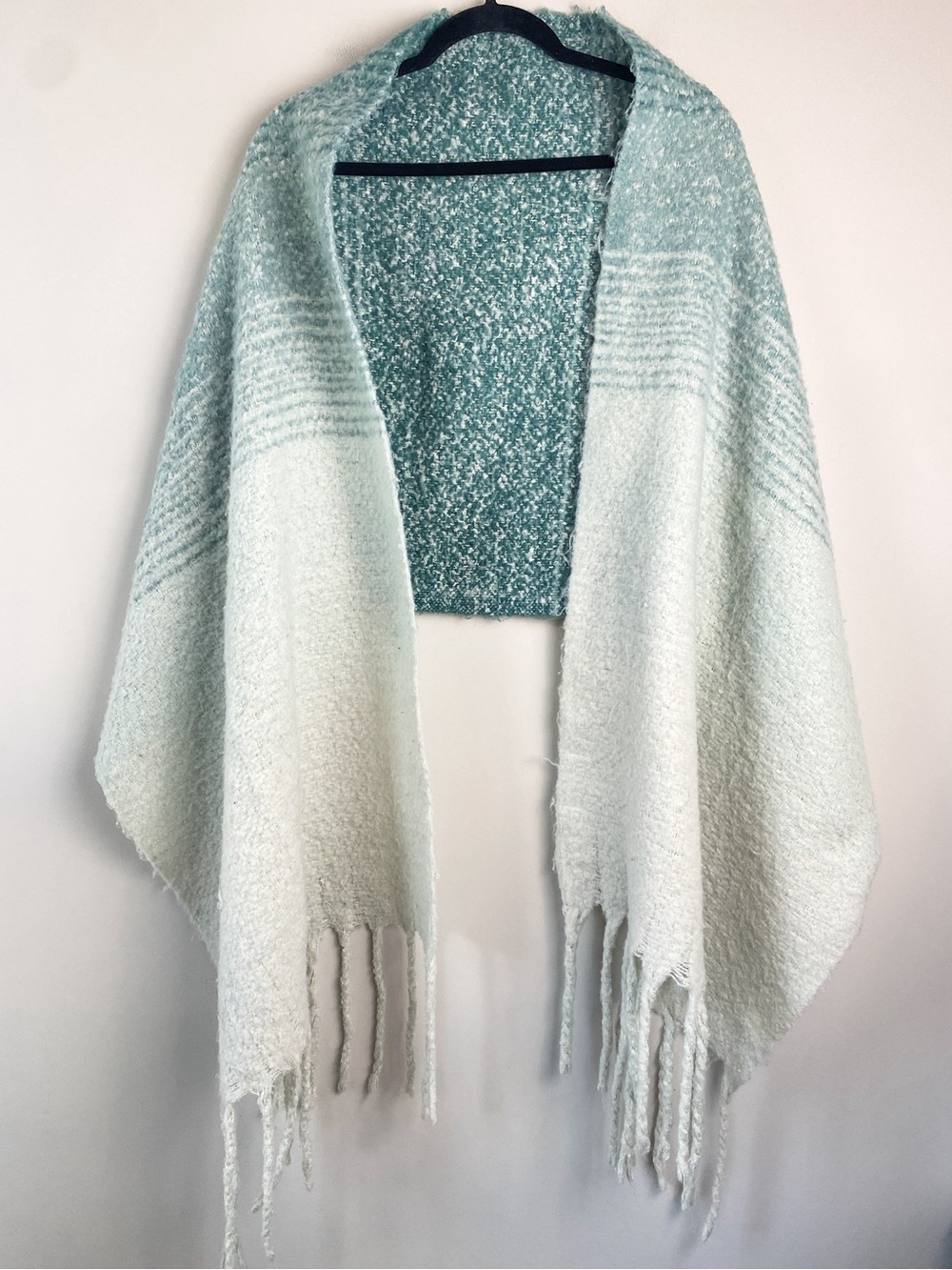 Mersea Womens Oversized Blanket Scarf OS Blue Ombre Travel Wrap Coastal Shawl